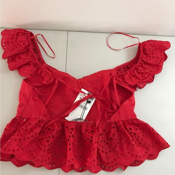 Red Ruffled Women's Top - Picture 4 of 7